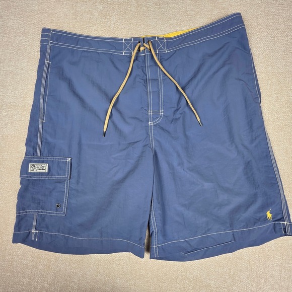 Polo Ralph Lauren Other - VTG Polo‎ Ralph Lauren Mens Swim Trunks Board Shorts Cargo Pocket Yellow Pony XL